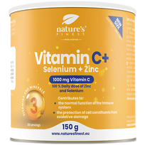 Gamtoje geriausias cinkas + selenas + vitaminas C. Unikali imunitetą stiprinanti formulė – didelė vitamino C dozė su cinku ir selenu. Be cukraus. 150 g