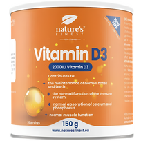 Geriausias gamtoje vitaminas D3. Didelio pasisavinimo ir dozavimo vitaminas D3. 2000 TV vienoje dozėje. Su natūralia citrina, be cukraus. 150 g