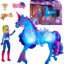 Spin Master Lėlė figūrėlė Unicorn Academy Train & Glow River 6075347, 11.4 cm, LR44, 3 baterijos, šviesos efektai, plastikas
