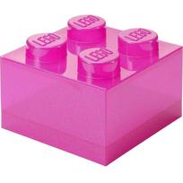 Room Copenhagen LEGO saugojimo dėžė 4 Top Lid Glitter 40090801, rožinė, permatoma, su dangteliu