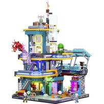 Lumibricks Konstruktorius Cyberpunk Neoncity Apartment F9042, 2507 dalys, 21 LED apšvietimas, 7 minifigūros, 46 cm aukštis