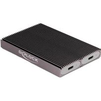 Delock Išorinis USB Type-C dvigubas M.2 NVMe SATA SSD korpusas 42028, 2x M.2 Key M, 10Gbps, aliuminis, Realtek RTL9210B, pilkas