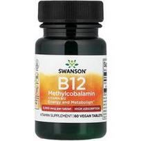 Swanson Vitamins, Vitaminas B12 metilkobalaminas, 5000 mcg, 60 veganiškų tablečių