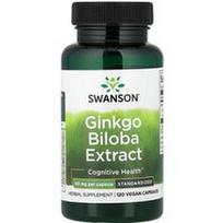 Swanson Vitamins, Ginkmedžio ekstraktas, standartizuotas, 60 mg, 120 veganiškų kapsulių