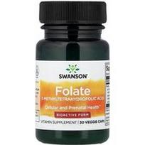 Swanson Vitamins, Folatas, 30 vegetariškų kapsulių (680 mcg DFE vienoje kapsulėje)