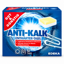 Gut & Günstig Anti-Kalk Enthärter-Tabs kalkių šalinimo tabletės skalbimo mašinai, 51 vnt.