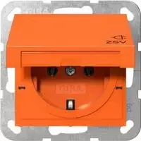Gira SCHUKO kištukinis lizdas su atlenkiamu dangteliu, padidinta apsauga nuo prisilietimo, oranžinis 4454109
