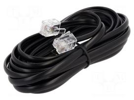 Cable: telephone | RJ11 plug,both sides | 3m | black