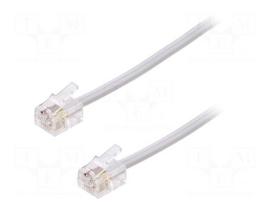 Cable: telephone | RJ11 plug,both sides | 3m | white
