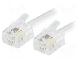 Cable: telephone | RJ11 plug,both sides | 7m | white