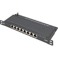 Digitus CAT 6A, Class EA Slim Patch Panel, 8 Port (black, 0.5 U, shielded)