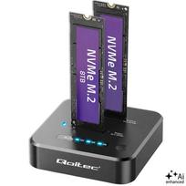 Qoltec M.2 NVMe SSD docking station | PCIe | DUAL 2 x 8TB | USB-C 3.2 | 10Gb/s | offline cloning