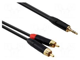 Cable | Jack 3.5mm plug,RCA plug x2 | 0.5m | black | PVC