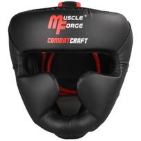 MuscleForge CombatCraft bokso šalmas sparingams ir treniruotėms MMA, boksui, Muay Thai, juodas, L dydis