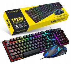 T-WOLF žaidimų klaviatūros ir pelės rinkinys su RGB LED foniniu apšvietimu