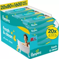 „Pampers“ drėgnos servetėlės „Fresh Clean“, 20 pakuočių po 80 servetėlių = 1600 vnt.