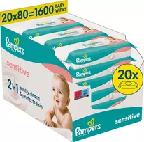 „Pampers“ drėgnos servetėlės „Sensitive“, 20 pakuočių po 80 servetėlių = 1200 vnt.