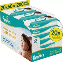 „Pampers“ drėgnos servetėlės „Aqua Soft Touch“, 20 pakuočių po 60 servetėlių = 1200 vnt.
