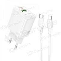 Telefono įkroviklis Borofone BN29 30 W USB-C + USB-A su USB-C laidu 1 m baltas