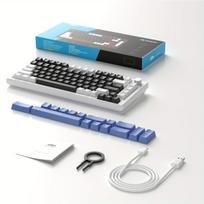 MageGee 75% Mechaninė Žaidimų Klaviatūra, Kompaktiška Mėlyna Apšvietim, WhiteBlackBlue (juodas jungiklis)
