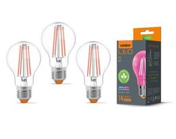 LED lemputė augalų auginimui Videx, E27, 8W, 14 umol/s 1200K, 3 vnt.