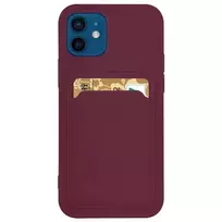Hurtel Silicone card case wallet with card slot and document compartment for Samsung Galaxy S21+ 5G (S21 Plus 5G), burgundy