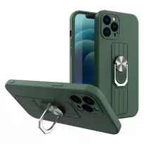 Hurtel Silicone ring case with finger grip and stand for Samsung Galaxy A72 4G, black