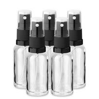 30 ml skaidrus stiklinis buteliukas su juodu purkštuvu ir dangteliu, 5 vnt. rinkinys