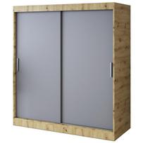 Stumdomoji spinta su lentynomis ir pakabos strypu „Belvedo“ „Gold“ „Artisan Oak“ / „Matt Anthracite“ 180 x 200 cm komplektas