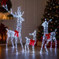 Kalėdinė LED elnių šeima 700 LED Šalta balta 70 x 26 x 128 cm