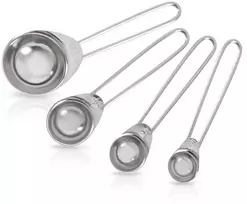Virtuvinės svarstyklės Virtuvinių matavimo šaukštelių rinkinys, nerūdijančiojo plieno, sidabrinis, 11–13 cm, 4 vnt.