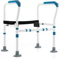 Tualeto saugos turėklas, reguliuojamo aukščio, mėlynas ir baltas, 62,2–67,3 × 49,5 × 64,8–77,5 cm