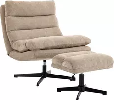 Fotelis su 360° sukimosi mechanizmu ir reguliuojamo aukščio kojų atrama, rudas, 79 x 94 x 88 cm