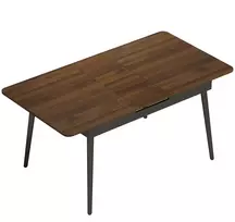 Išskleidžiamas valgomojo stalas su užapvalintais kampais, šviesaus riešutmedžio ir juodos spalvų, 130–160 x 85 x 75 cm