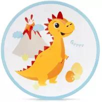 Vaikiška porcelianinė lėkštė su dinozauro motyvu, įvairiaspalvė, 21 × 21 × 2,5 cm