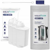 „AquaFloow“ rinkinys „Siemens“ kavos aparatui: 3 vnt. vandens filtrų + 1 l kalkių šalinimo priemonė + valymo šepetėlis.