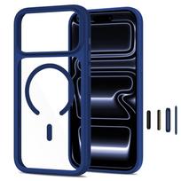 Dėklas Tech-Protect MagOne MagSafe CC + apsauginis stiklas (2 vnt.) iPhone 17 Pro Max / 18 Pro Max, tamsiai mėlynas/skaidrus
