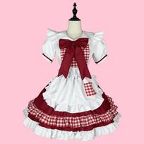Seksuali Lolita Tarnaitė Suknelė Japoniška Miela Moteriška Kawaii Suknelė Vaidmenų žaidimas Kostiumas Helovino vakarėlis Cosplay Anime Kawaii Drabužiai M raudona