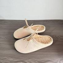 Mori retro round head strap-on half slippers for women, ugly and cute, Mary Jane's warm bag head dragging girl 43 smėlis
