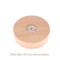 Baterijomis maitinamas 8/10 cm apvalus medinis LED šviesos ekranas, stovas, laikiklis, stalo naktinio apšvietimo pagrindas, stiklo meno papuošalai 10*2.7cm balta
