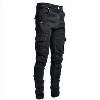 Men's Side Skinny Jeans with Multiple Pockets L