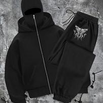 Užtraukiamas gobtuvas ir kelnių komplektas Streetwear stiliaus Visasezonis komfortas Laisvalaikio drabužiai Streetwear Užtraukiamas megztinis su gobtuvu S gray