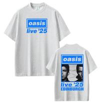 British Rock Band OASIS Live 26 Tour Print Tshirts Men Women Hip Hop T Shirt Summer Casual Loose Cotton Tshirts Fan Gifts Tops M white
