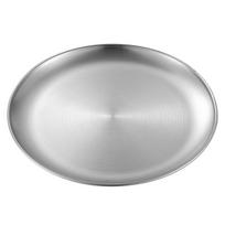 Korean BBQ Style 304 Stainless Steel Grill Pan - Round Dinner Tray and Bone Dish 14cm white