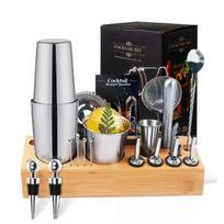 19pcs Cocktail Boston Shaker Set Bartender bar Kit Shaker Set for Drinks Bartender Accessories Full Professional Barman Kit gray