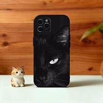 Juodo katino telefono dėklas Silikoninis Minkštas For IPhone 17 16 15 14 13 12 11 X XR Plus Pro Max Plus iPhone15plus