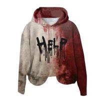 Moteriškas džemperis su 3D „Bloodstain Print“ Helovino senoviniu „Haunted House Cosplay“ viršutiniu gobtuvu ilgomis rankovėmis, laisvas gobtuvas XL gray