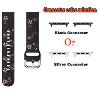 Two-tone Engraved Flower Silicone Strap for Apple Watch Series 11 10 46 42mm Band for Iwatch 38/40/41/42/44/45/46/49mm Wristband Series 10 11 42mm&Black Connector black