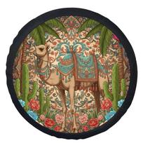 Camel Oasis Bloom Desert Wheel Cover Premium Tire Protector for Cars SUVs Trucks 14inch beige