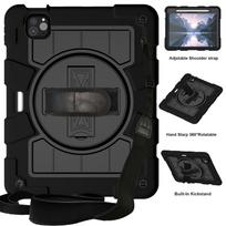 Heavy Duty Case For iPad Pro 11 M5 M4 A3357 A3358 A3359 A2836 A2837 A3006 360 Rotation Stand Cover With Shoulder Strap iPad Pro 11 2025 M5 juoda